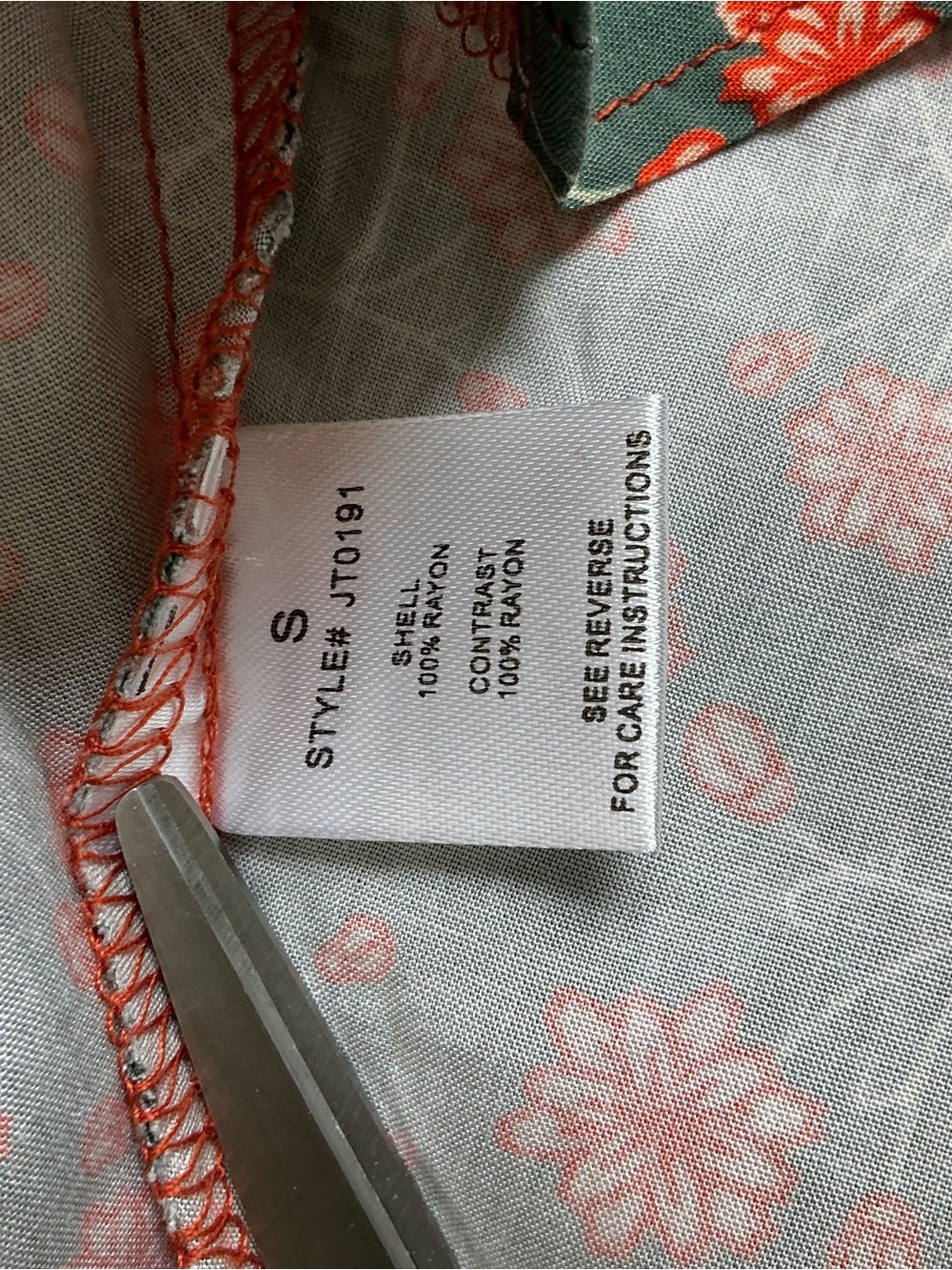 NWT Oli & Hali Patchwork Floral Boho Blouse in Teal & Orange size Small - Picture 7 of 8
